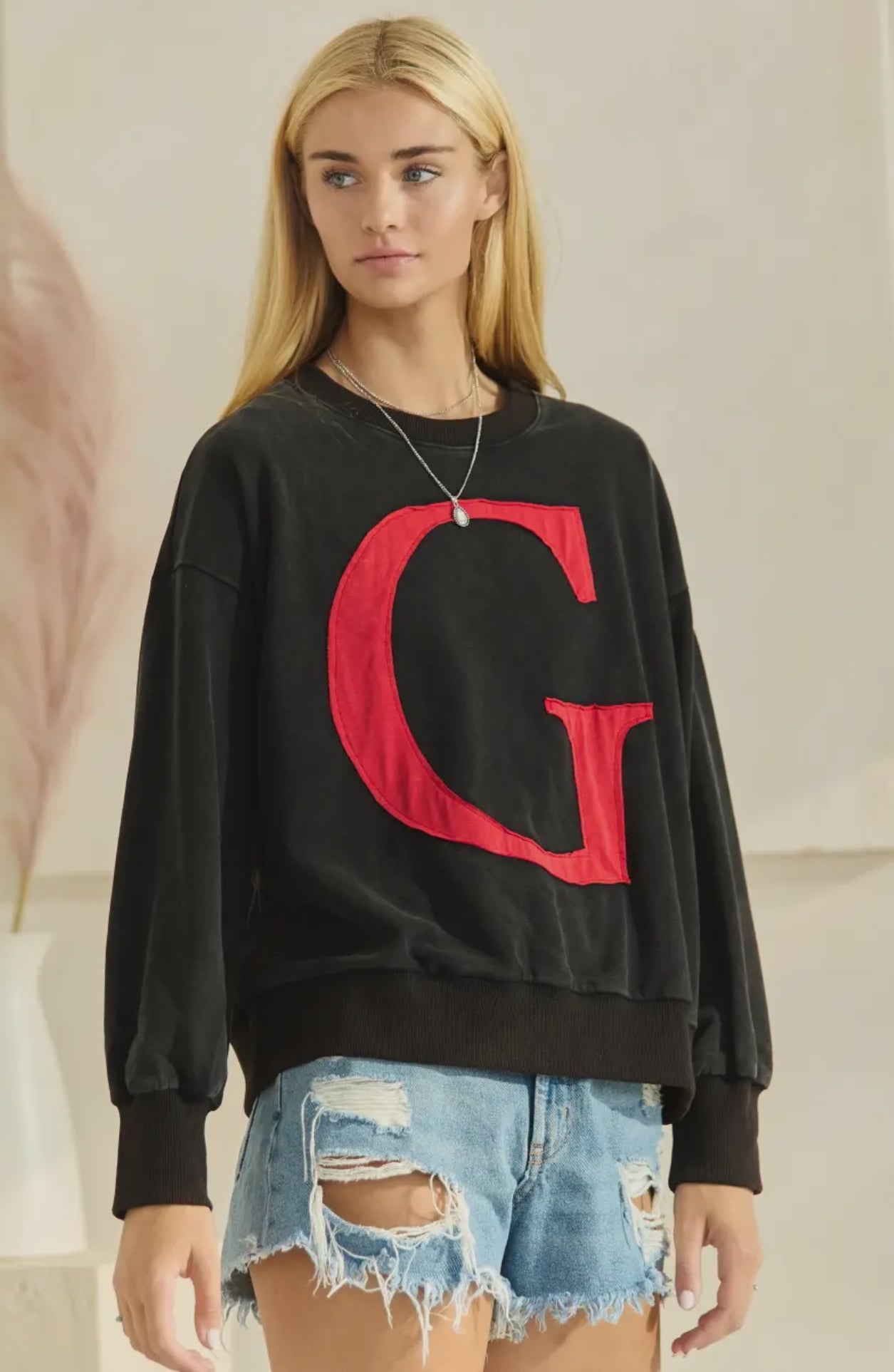 G patch pullover thin style sweatshirt stitched side detail