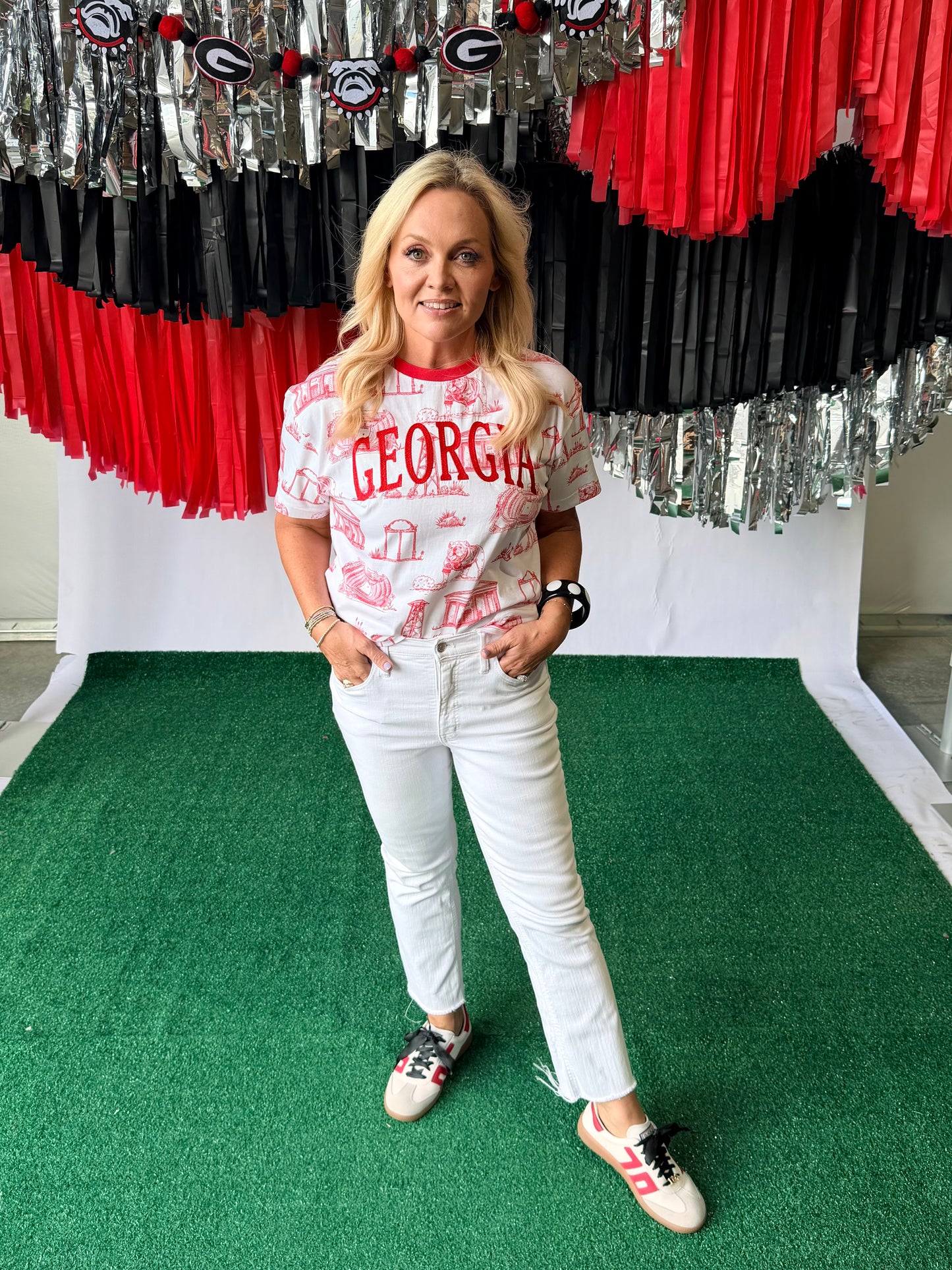 The Team Toile Embroidered Tee Georgia licensed