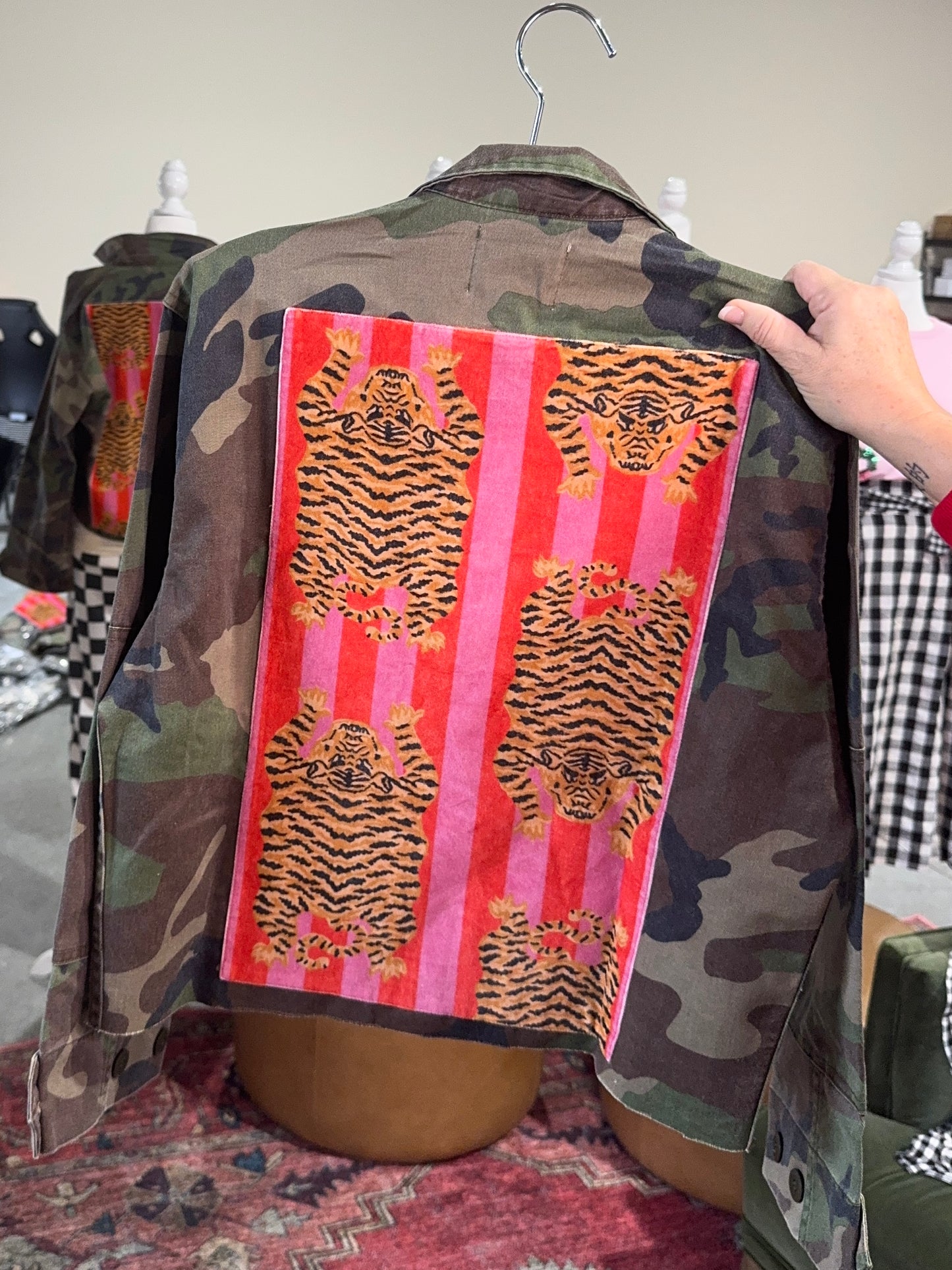 Camo jacket tiger velvet fabric patches