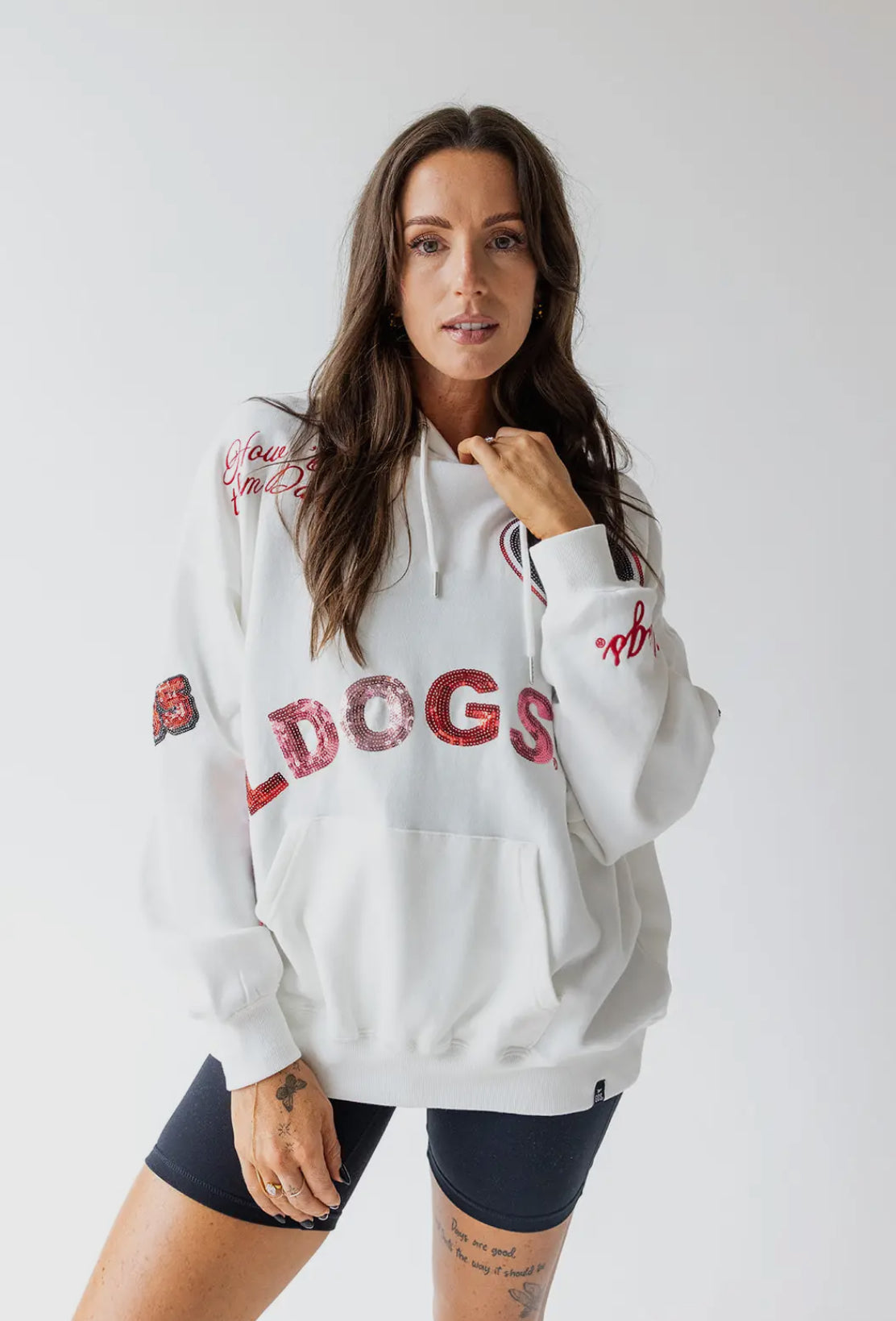 Sweatshirt oversized licensed hoodie sequin and embroidered