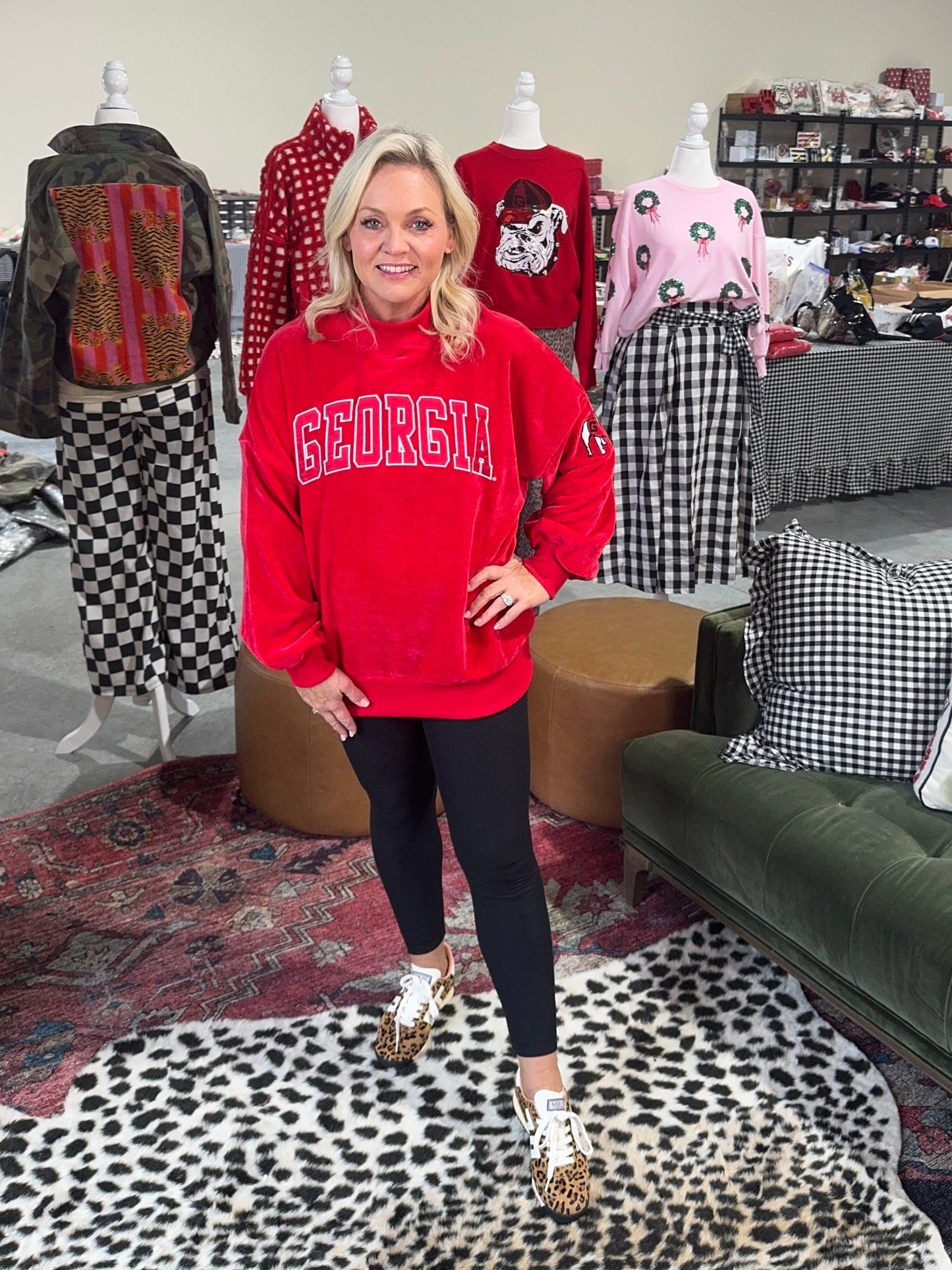 Chenille mock neck red licensed Georgia