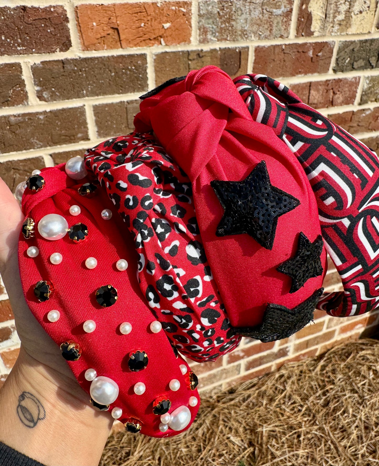 Knotted headband red and black cheetah flash  deal