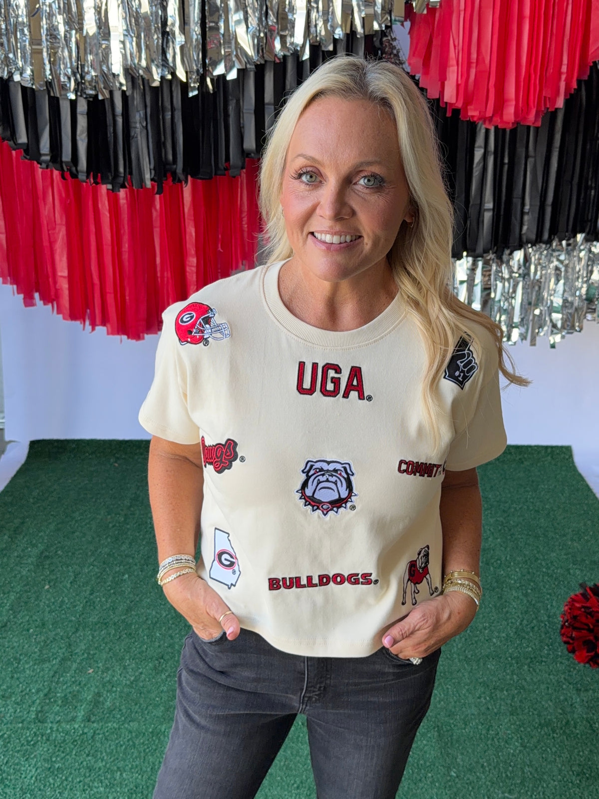 All over bulldog tee oatmeal