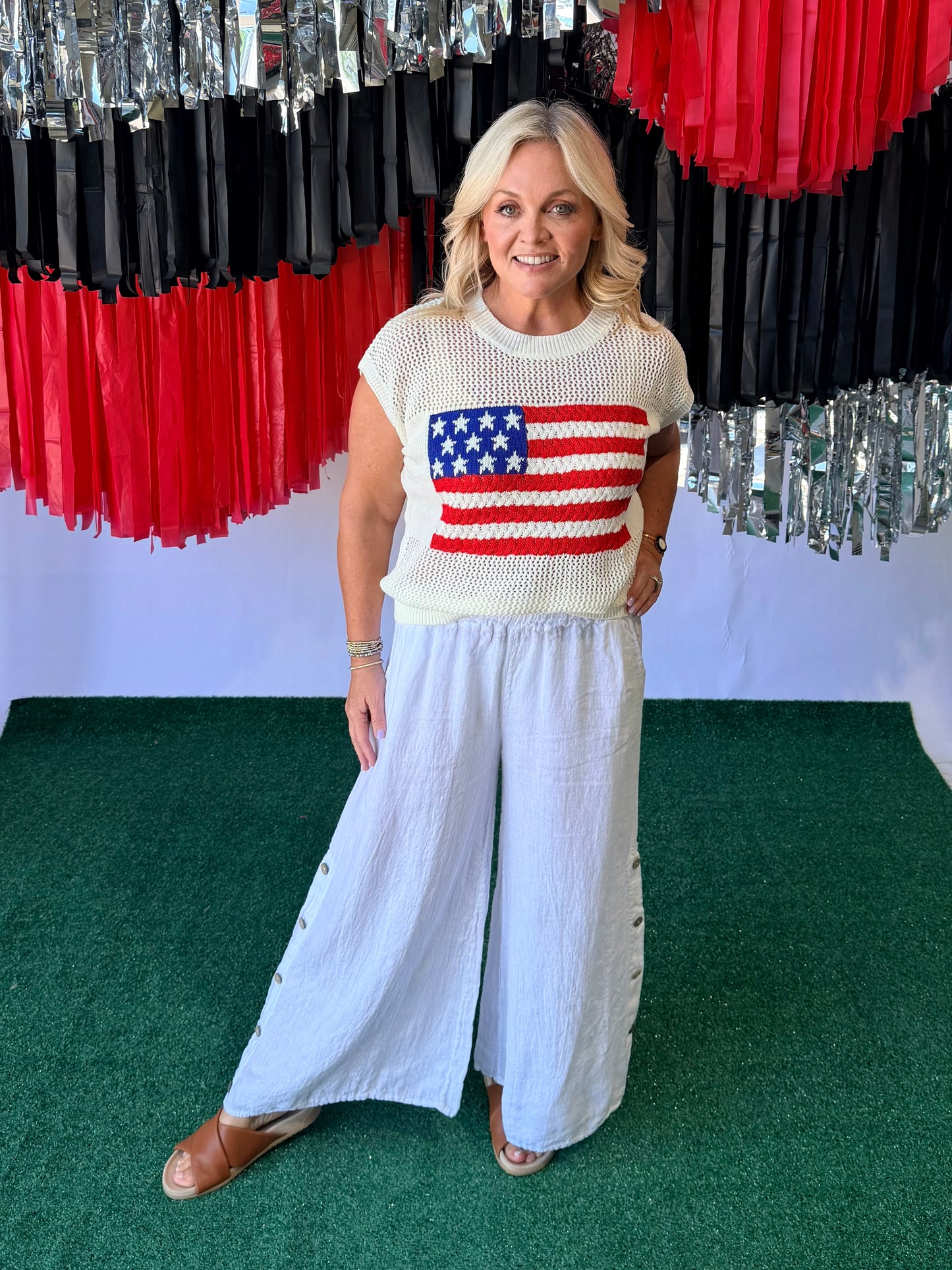 Knit 4th of July light weight knit top