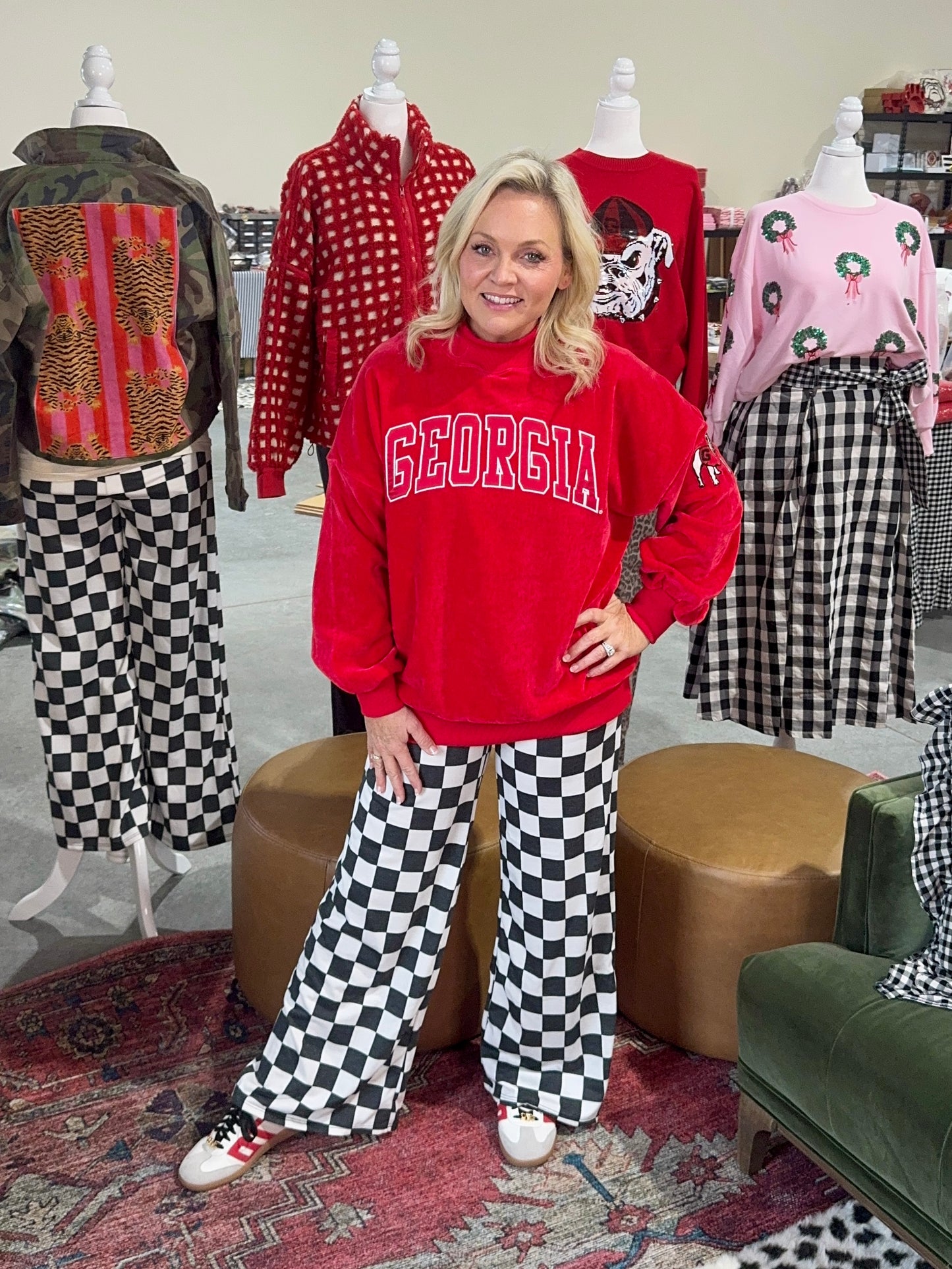 Chenille mock neck red licensed Georgia