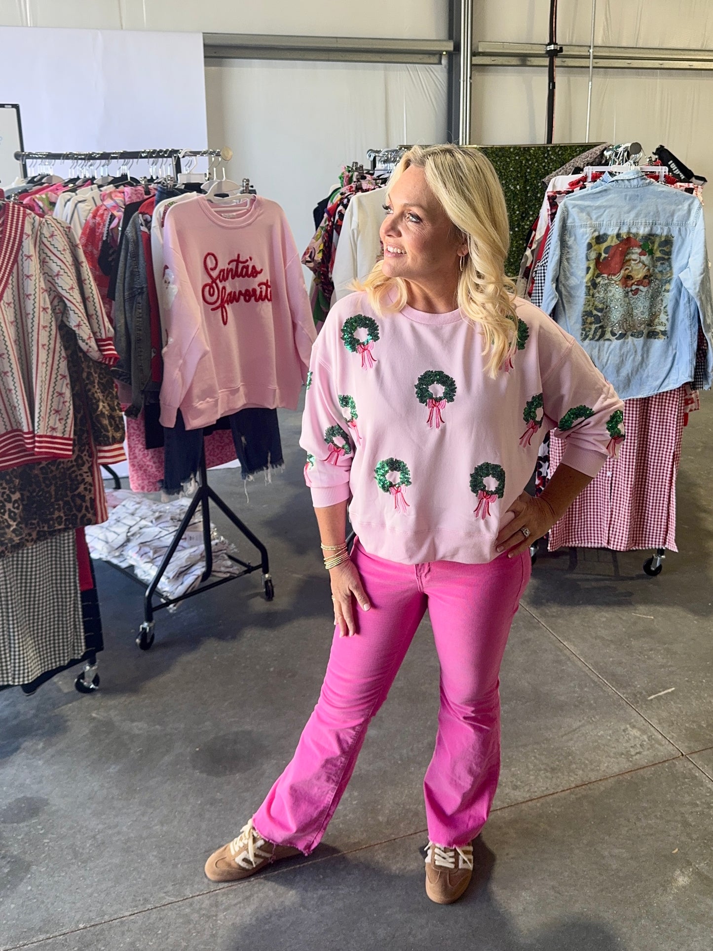 Sequin Wreath boutique style sweatshirt