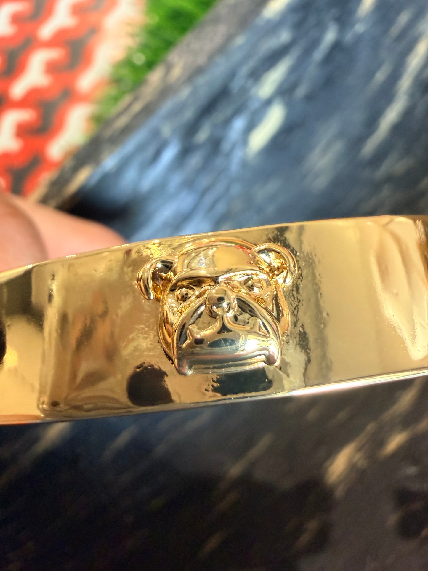Gold bulldog bangle