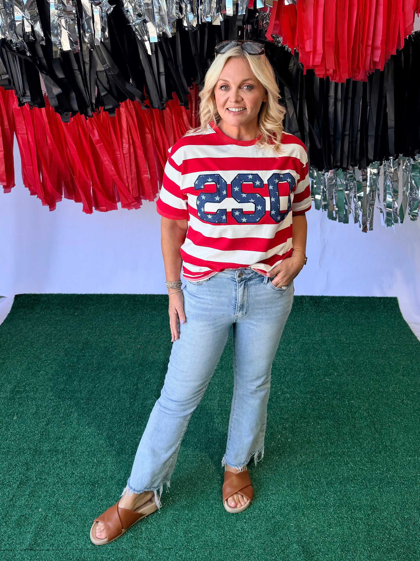 4th of July stripe top with stars