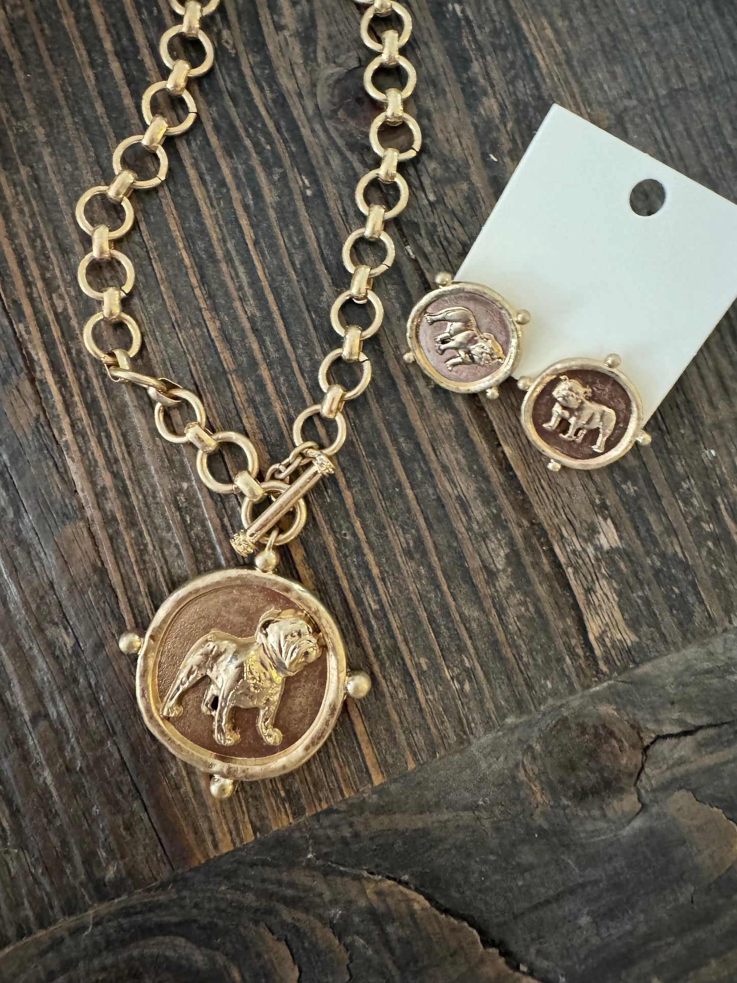 Standing dog medallion necklace