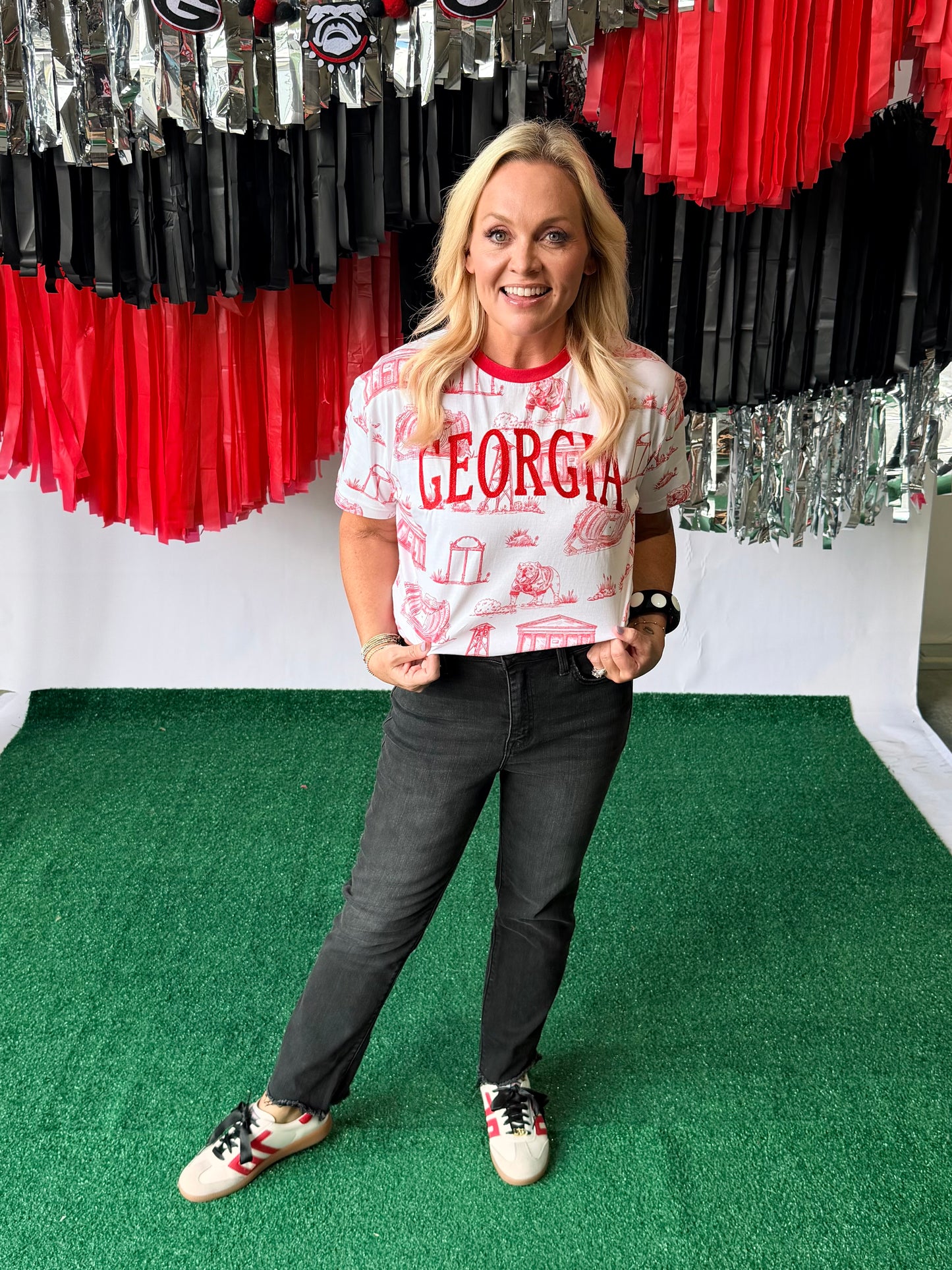 The Team Toile Embroidered Tee Georgia licensed