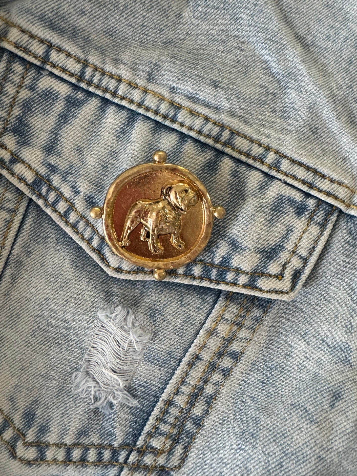 Gold plated dog pin medallion