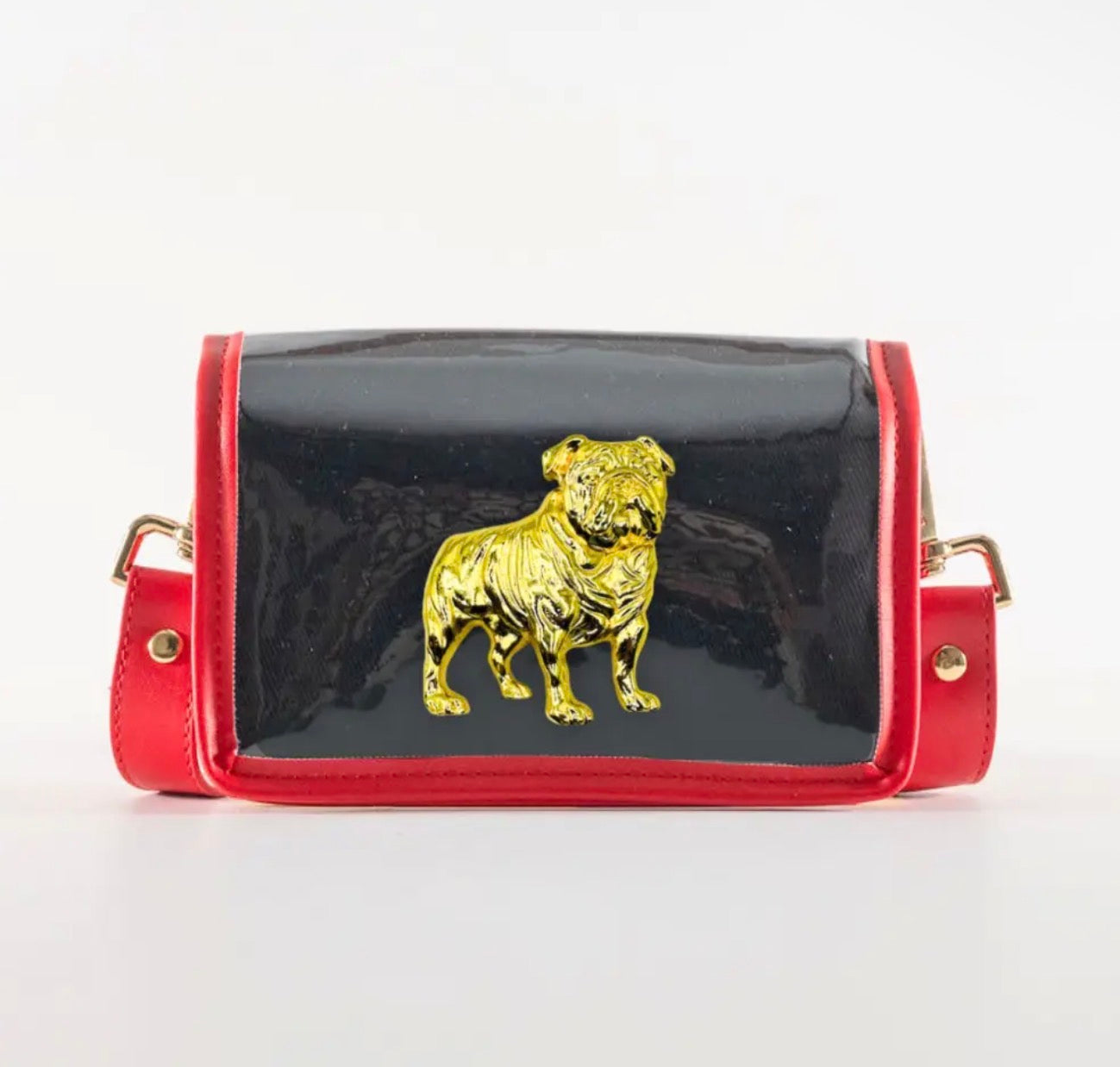 Petite black clear bag with red trim