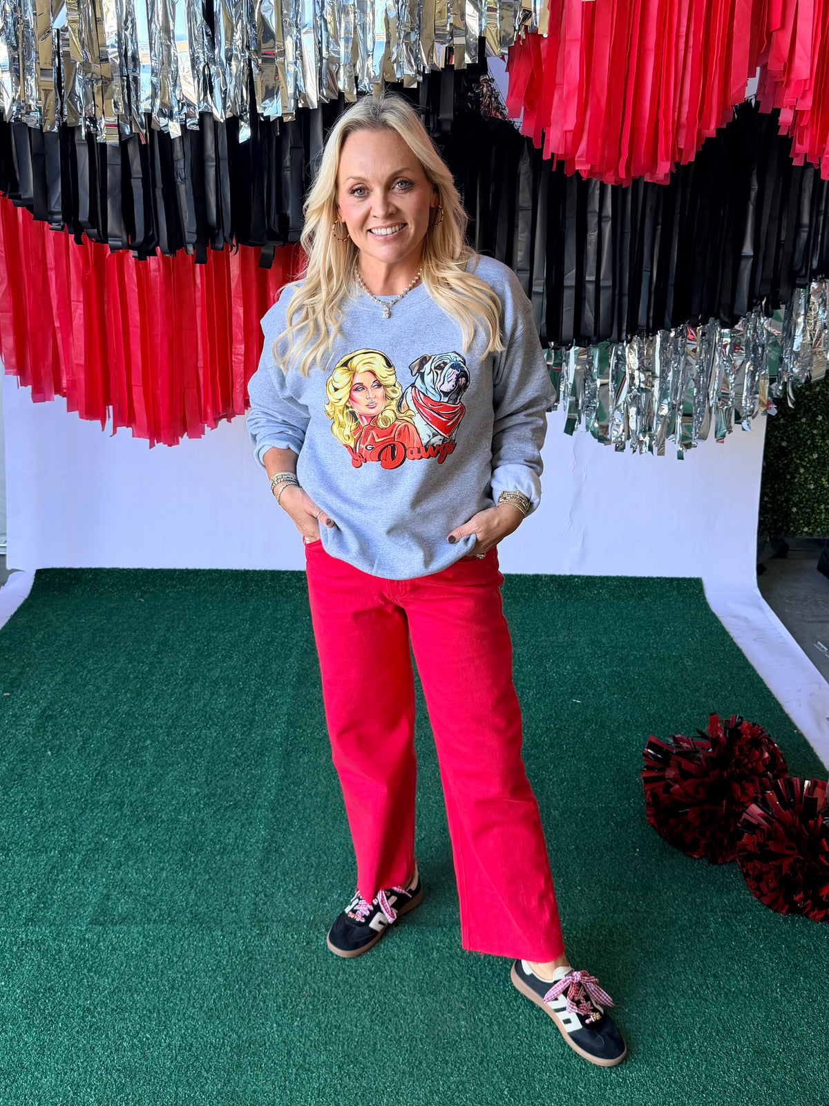 Red vintage straight jeans