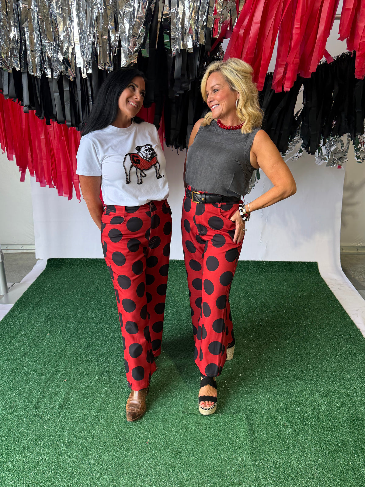 Black and red polka dot pants