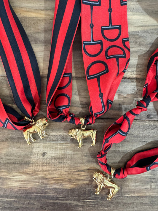 Bulldog scarf necklace