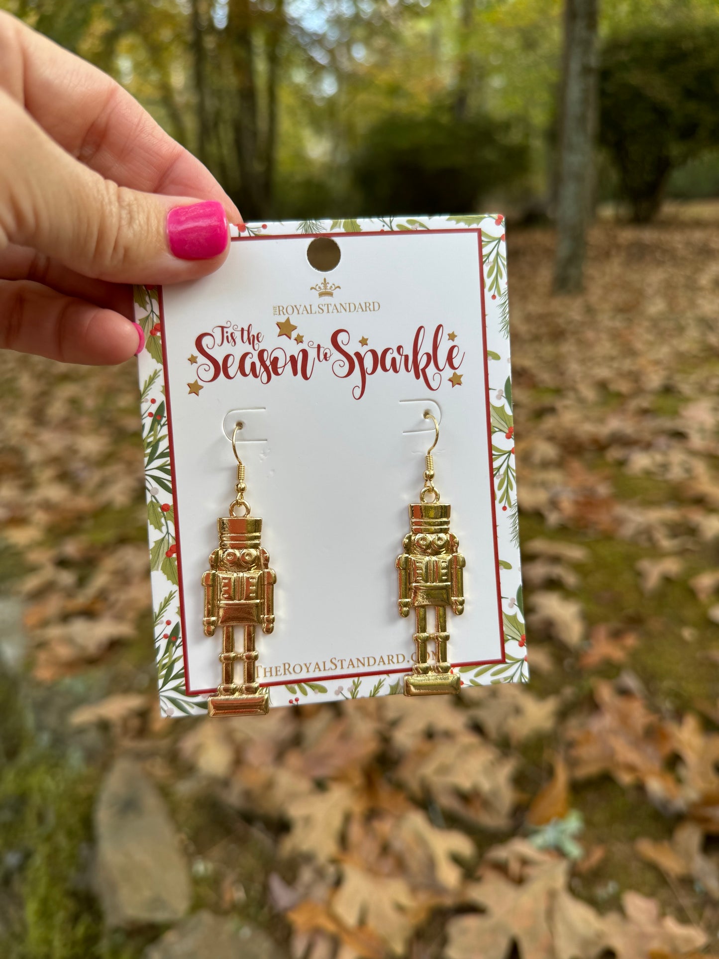 Nutcracker gold earrings dangle Christmas