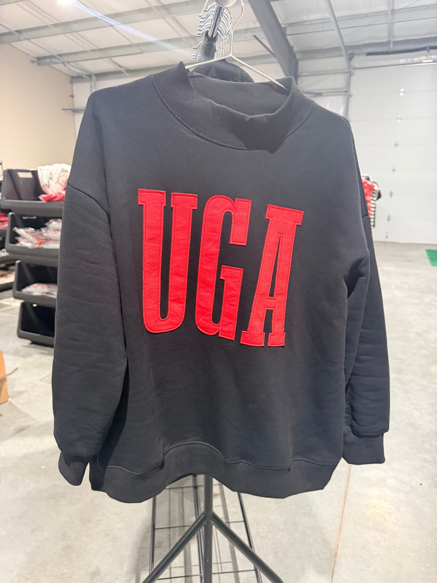 Mock neck with UGA appliqué licensed