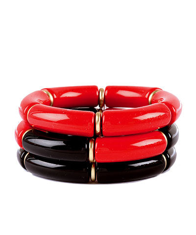 Larger red and black bracelet set of 3