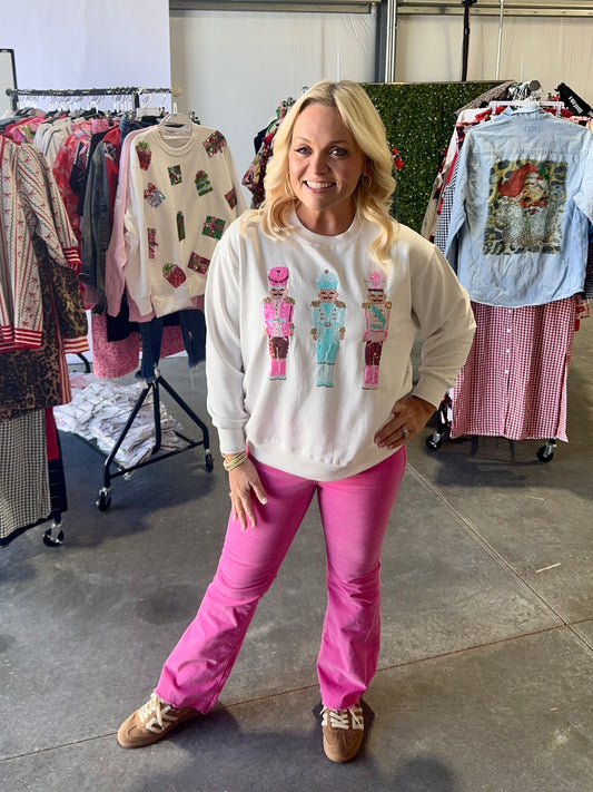 Boutique style sweatshirt nutcracker Christmas