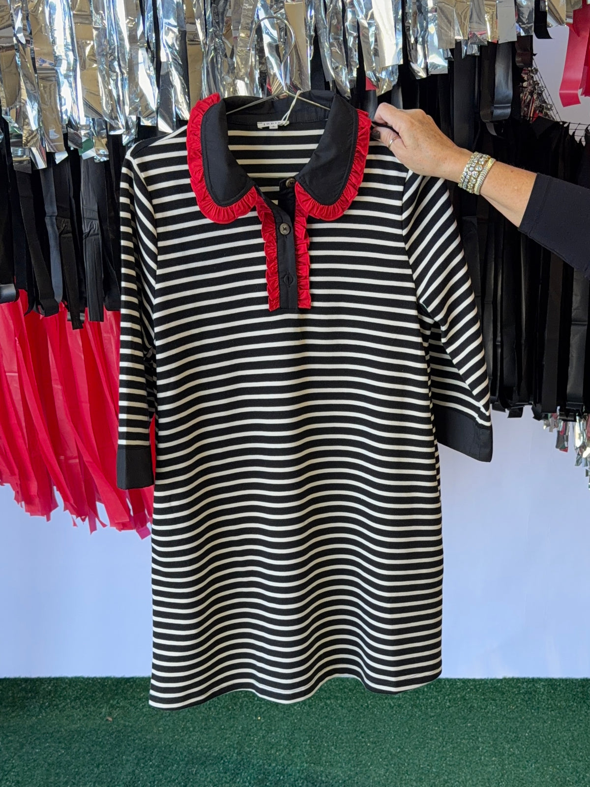 Black and white stripe dress