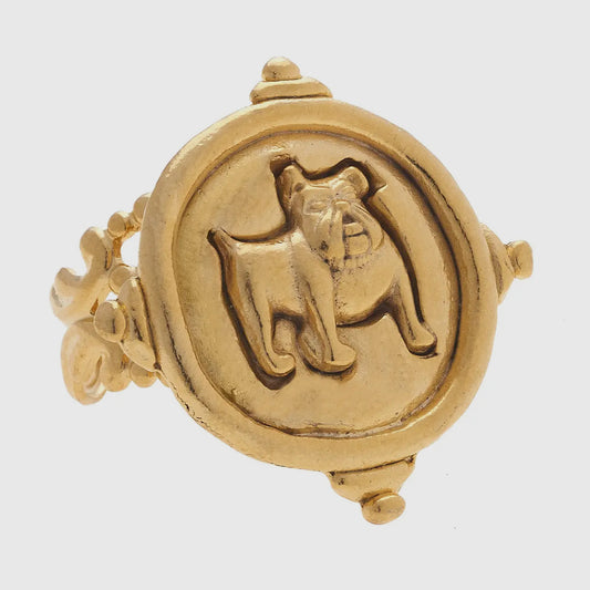 Hand cast gold adjustable dog ring Susan Shaw