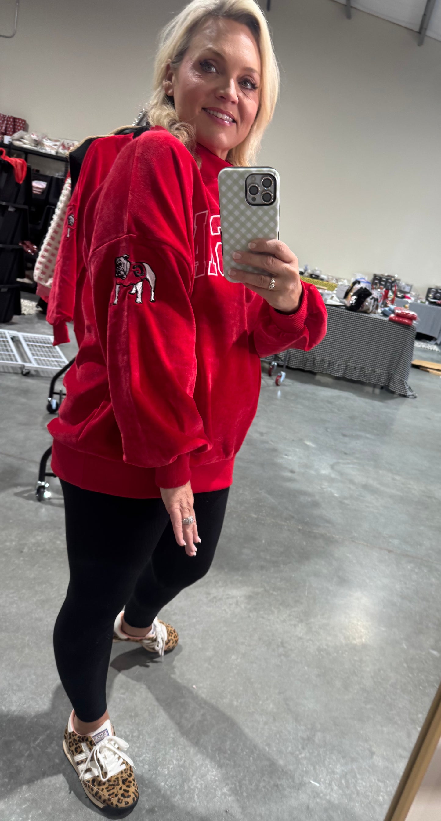 Chenille mock neck red licensed Georgia