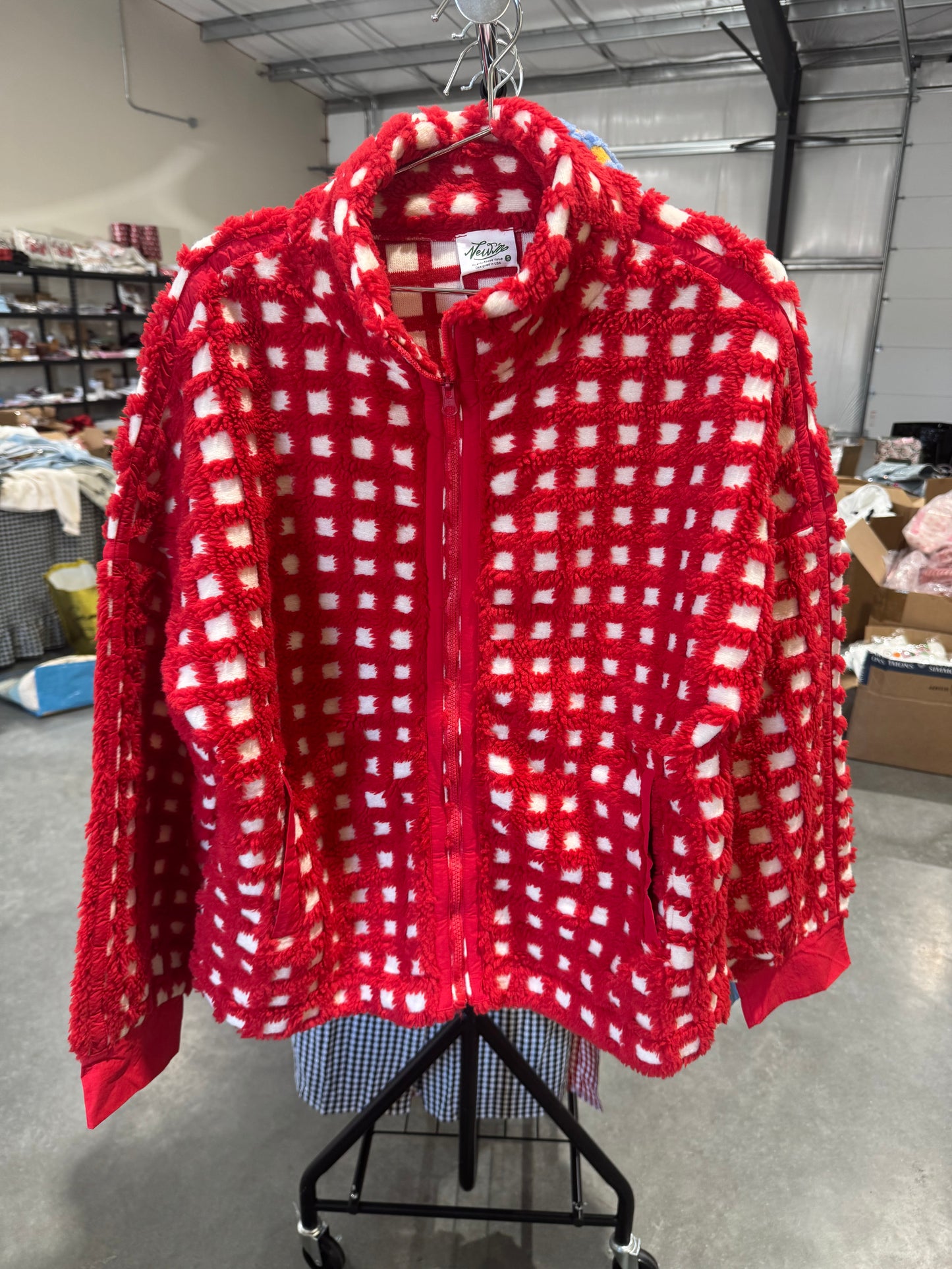 Fleece red checkered jacket Sherpa