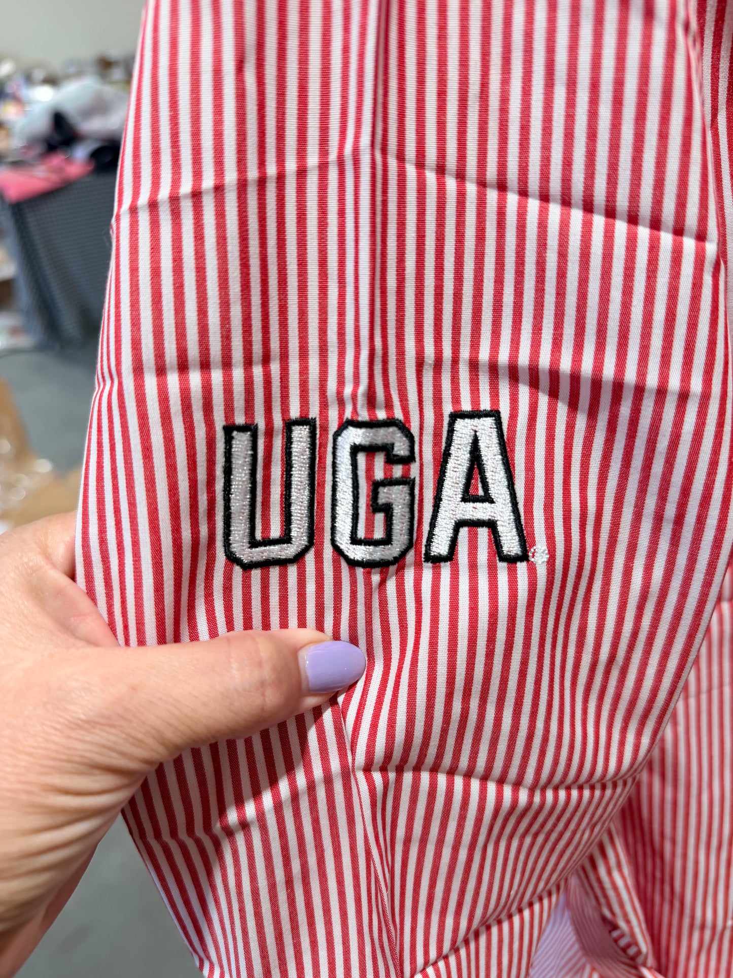Gingham shirt dress with patches licensed