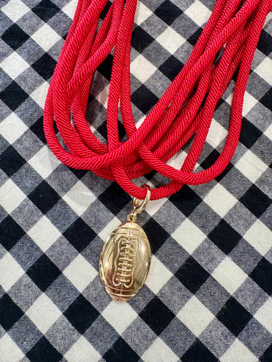 Rope necklace red with football