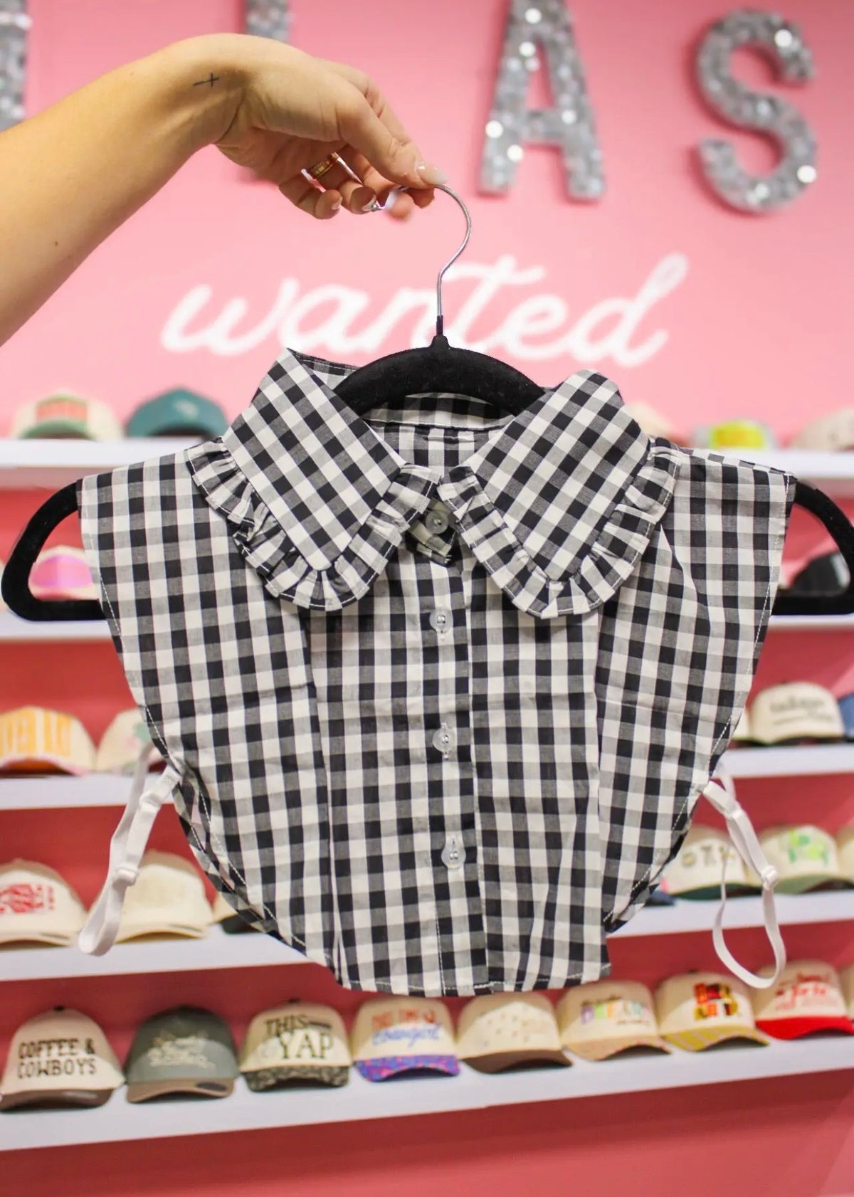 Gingham collar one size