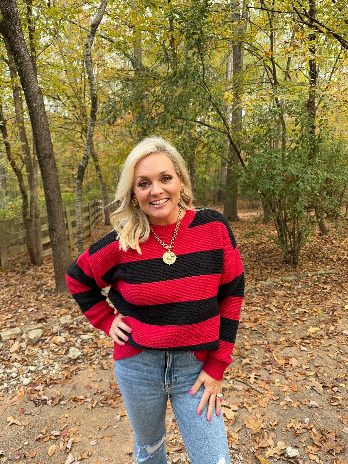 Black and red striped sweater