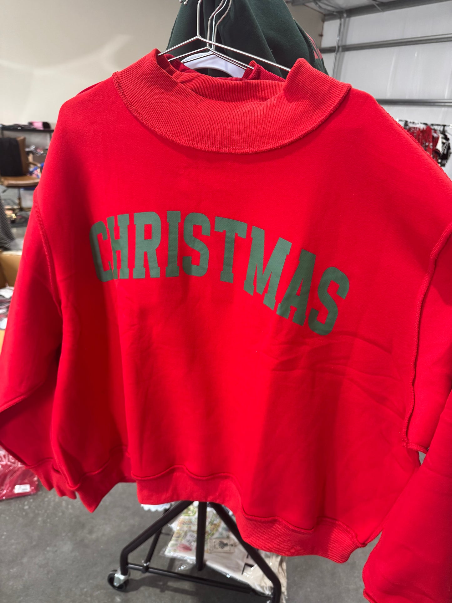 Mock neck red merry Christmas reversible story exclusive