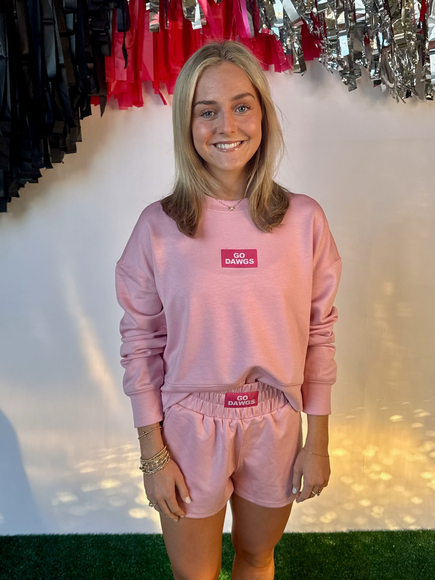 Pink active wear shorts licensed