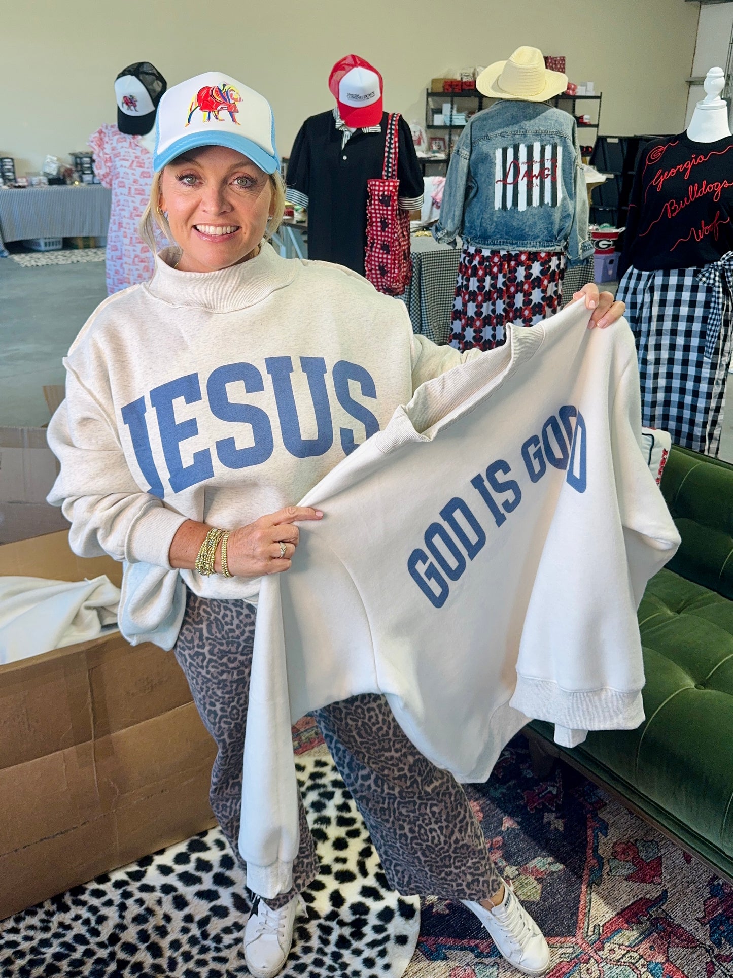 Ships now! reversible mock neck “Jesus” and “God is Good”