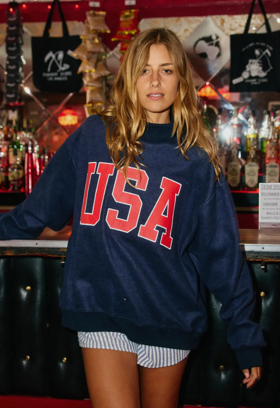 USA 🇺🇸 America reversible mock neck oversized navy