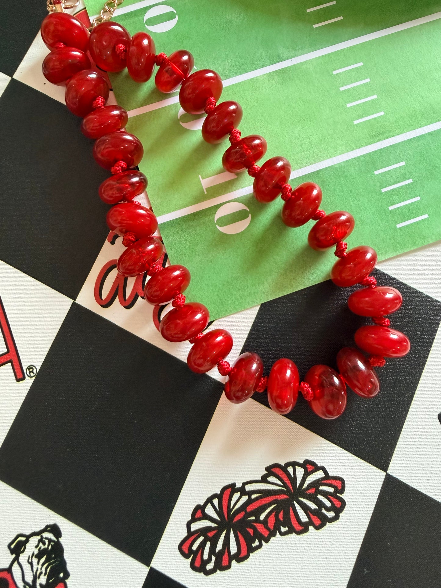Red beaded necklace acrylic