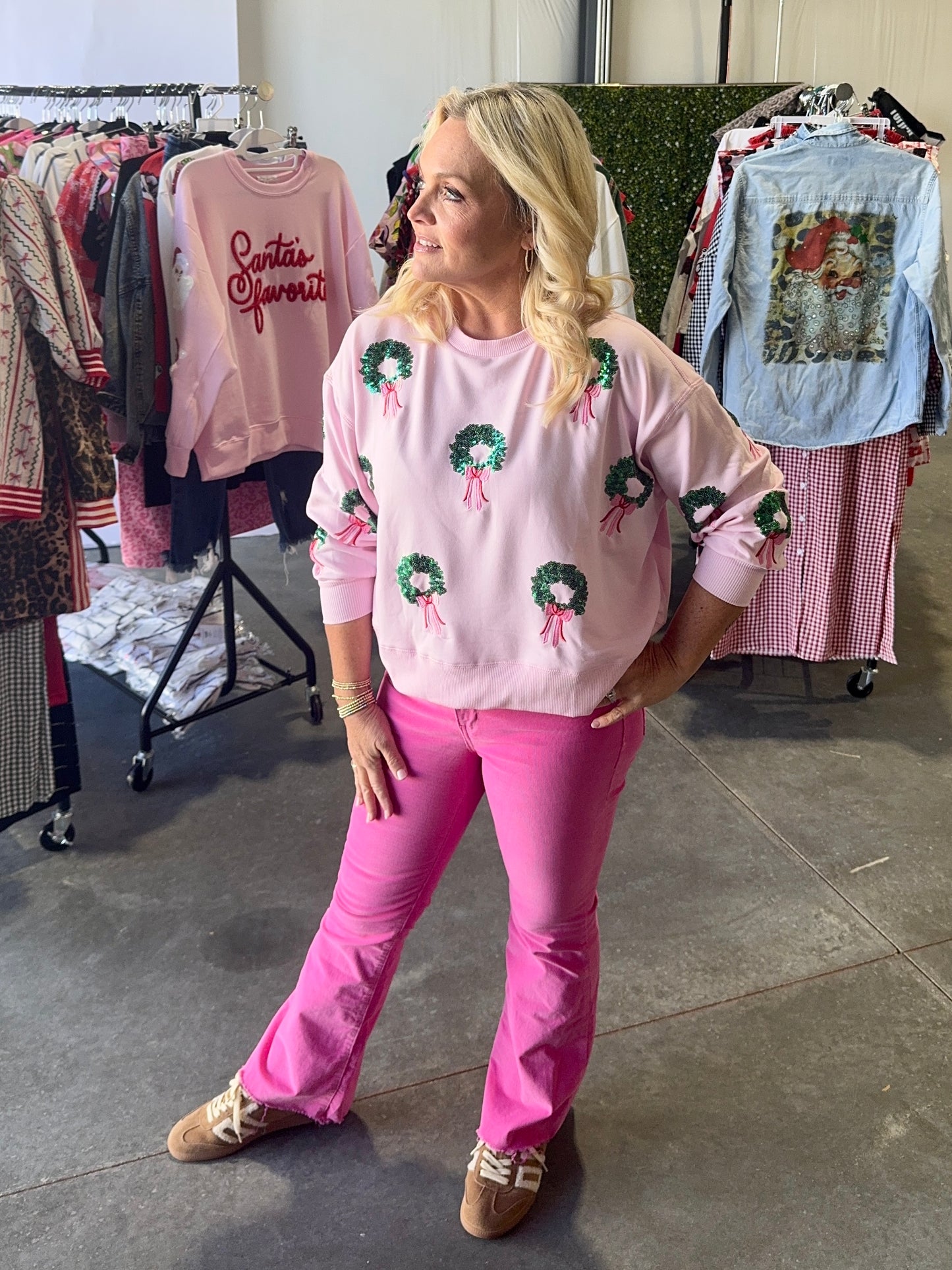 Sequin Wreath boutique style sweatshirt