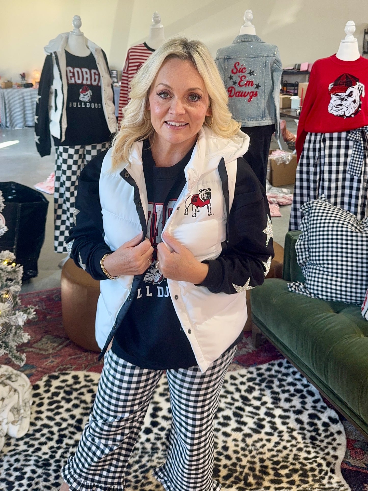 White puffer vest licesnsed