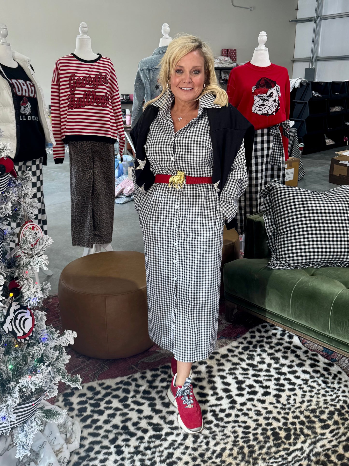 Gingham collection black and white shirt dress