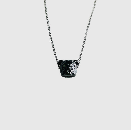 Gun metal dog  necklace