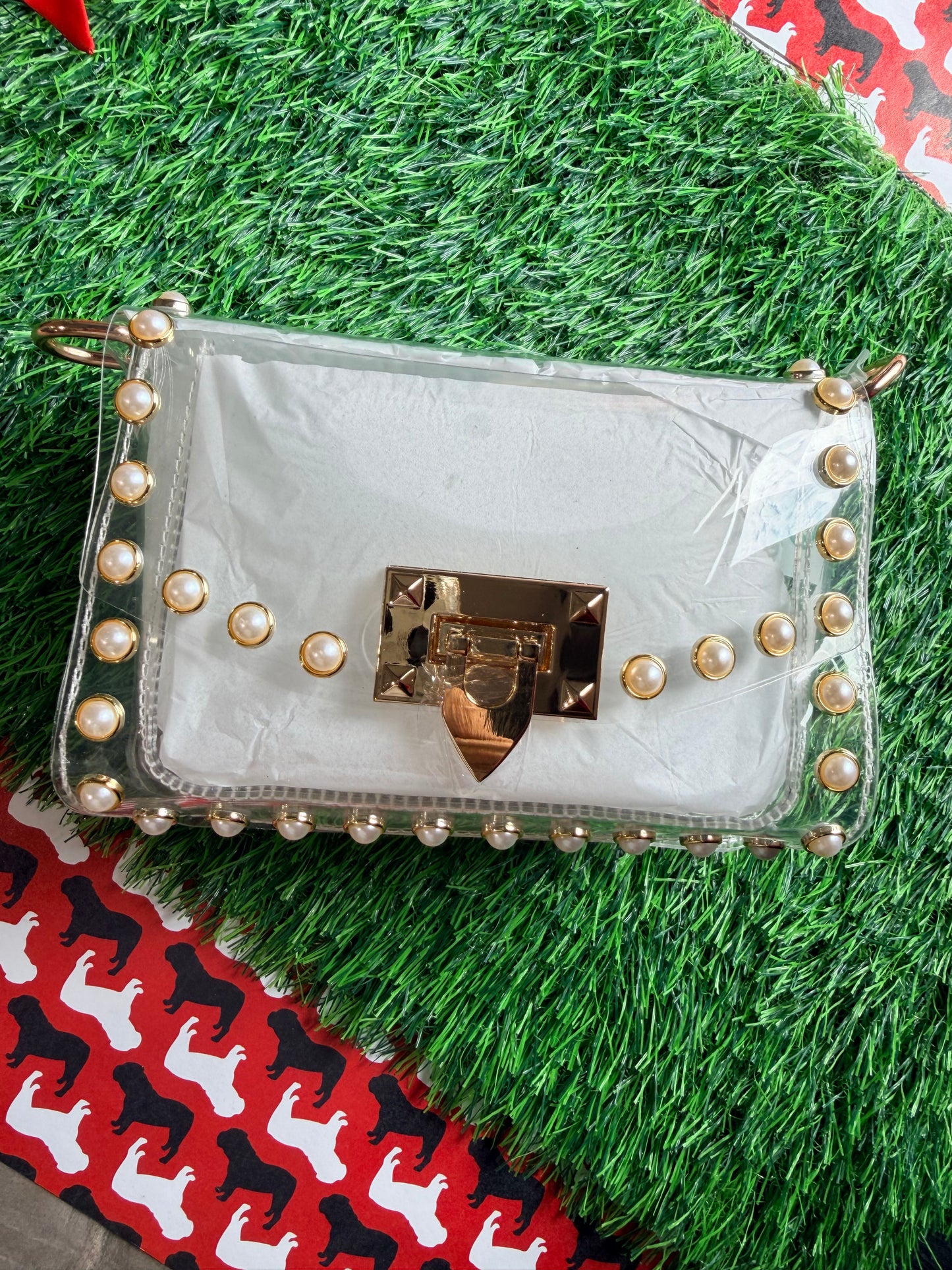The Jackie clear purse with pearls
