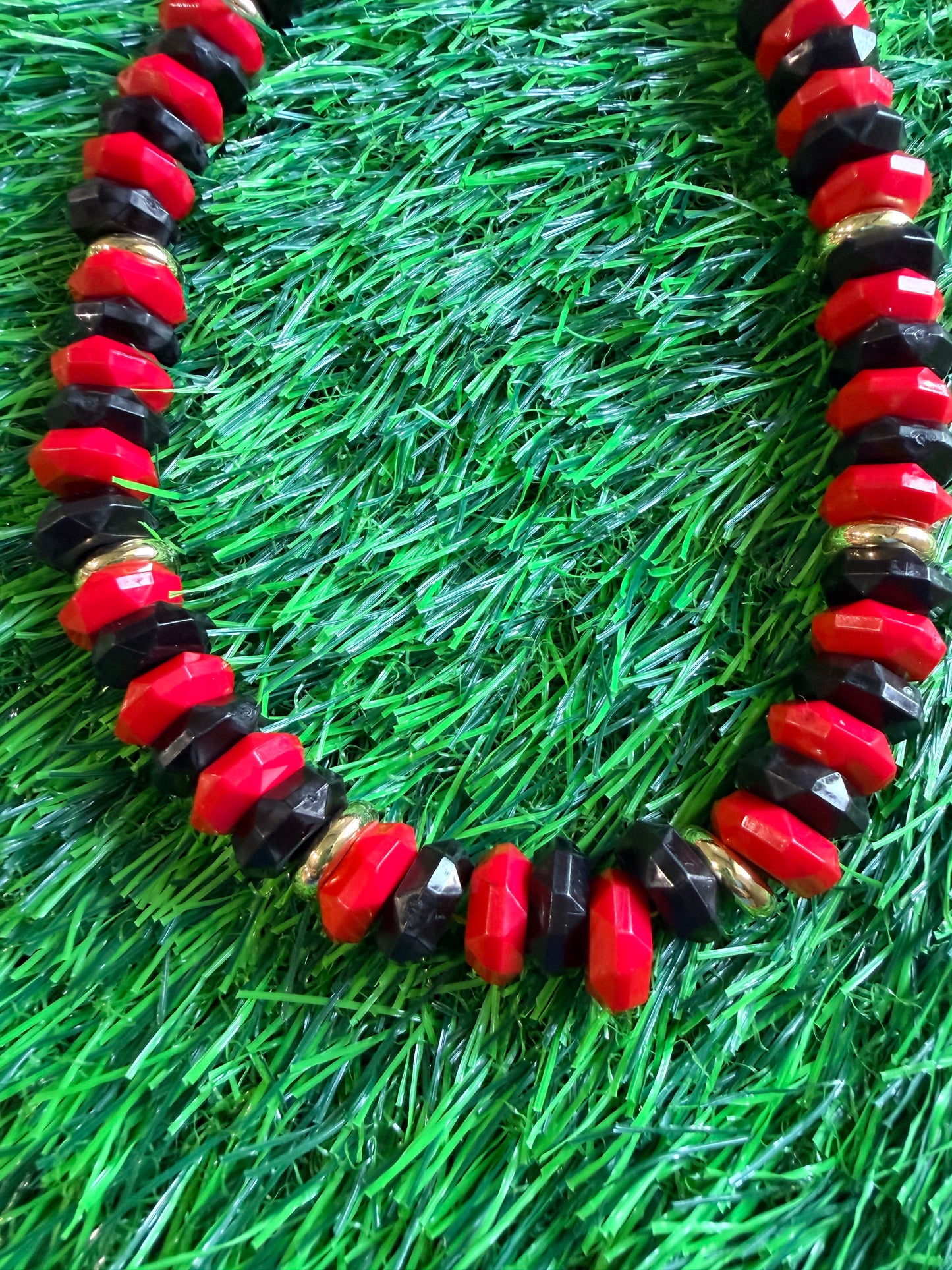 Black red gold giant beaded necklace