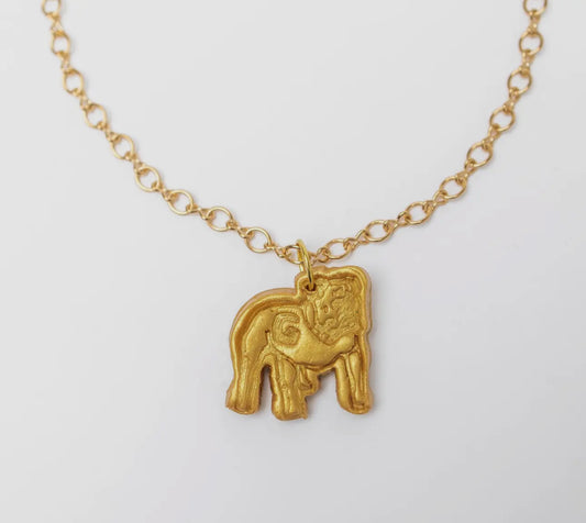 Gold plated dog necklace with chain