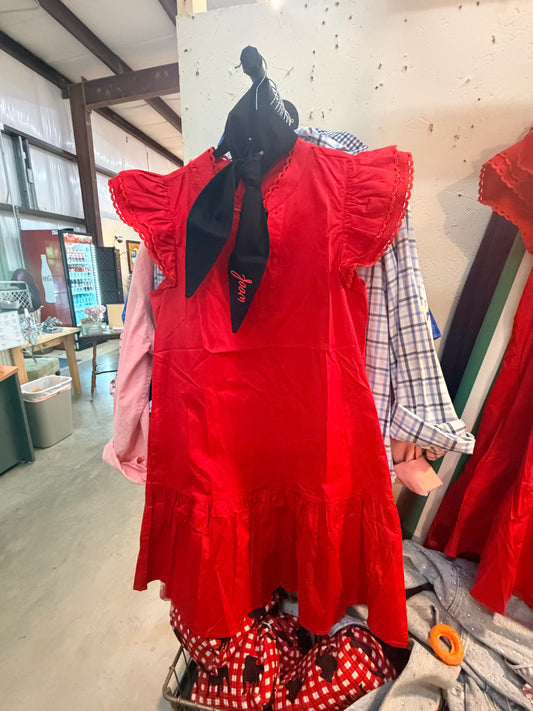 Red Mary square dress