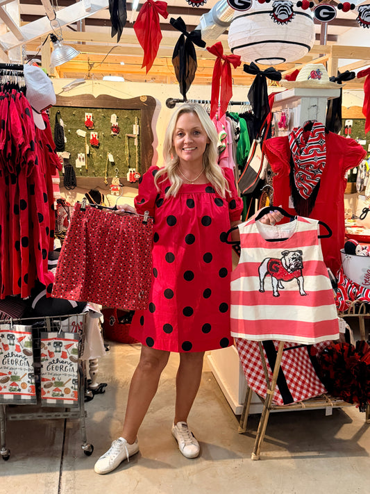 Polka dot dress black and red