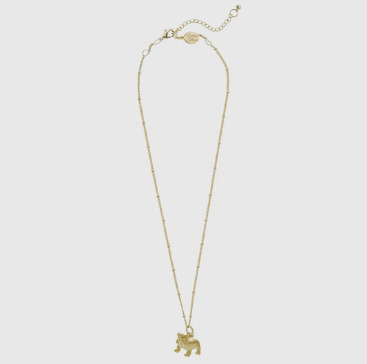 Susan Shaw gold dainty bulldog necklace