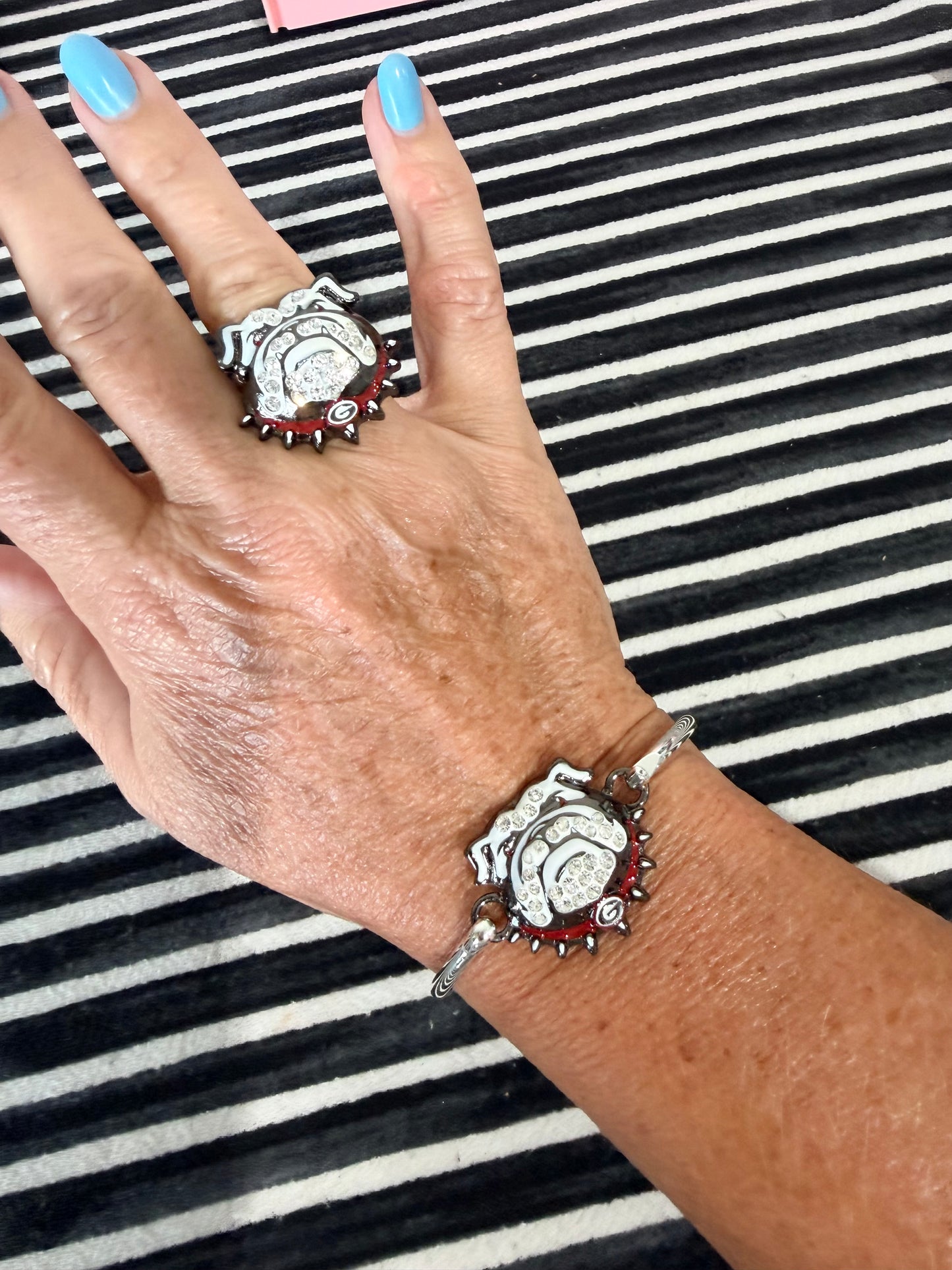 Licensed bulldog silver cuff