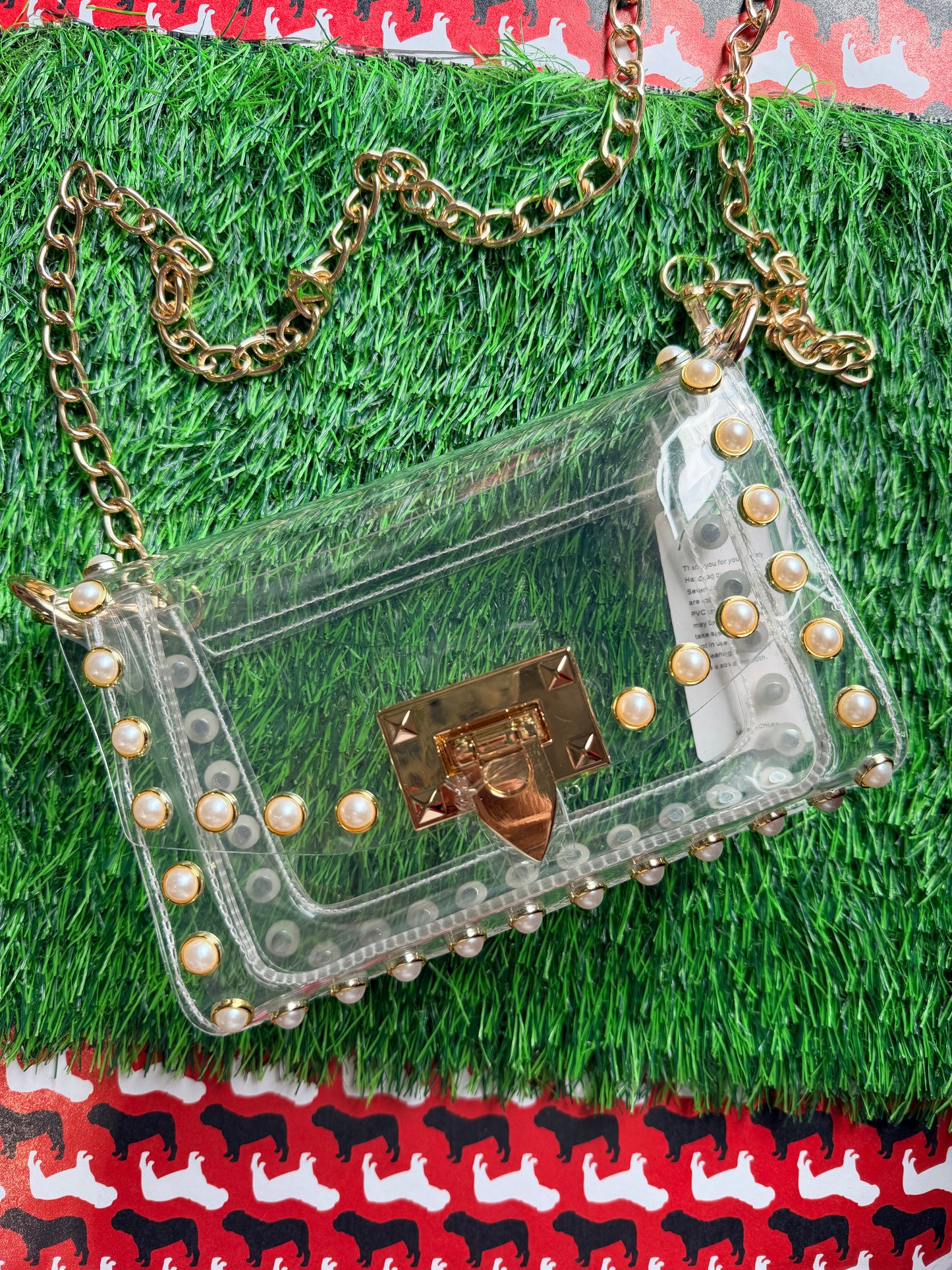 The Jackie clear purse with pearls