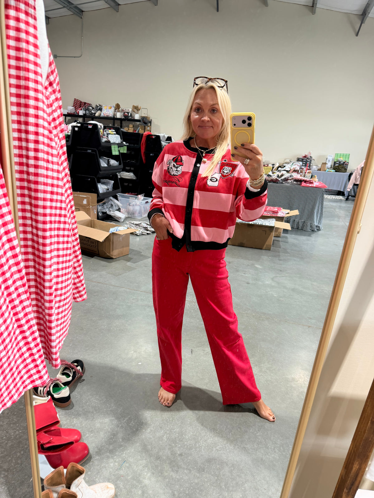 Red vintage straight jeans