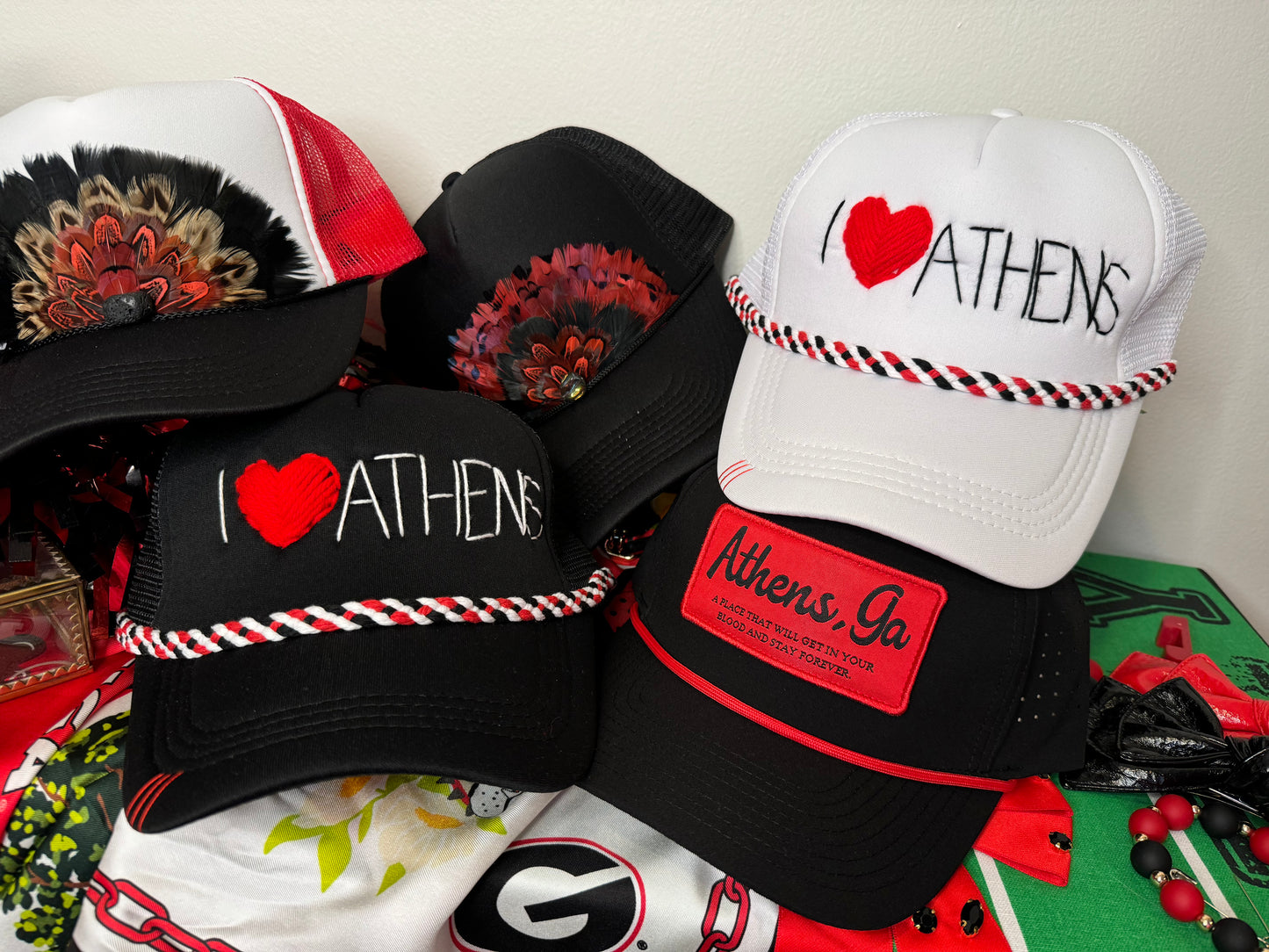 Athens embroidered hand stitched hat black